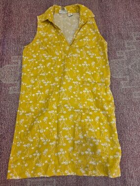 Cynthia Rowley yellow linen sleeveless collared sheath dress size 6
